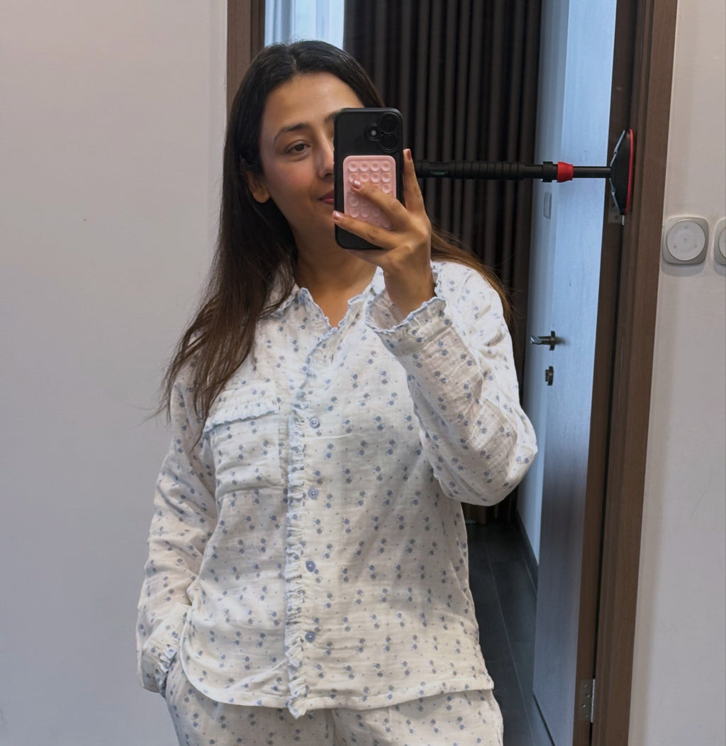 Blue bloom Muslin Set