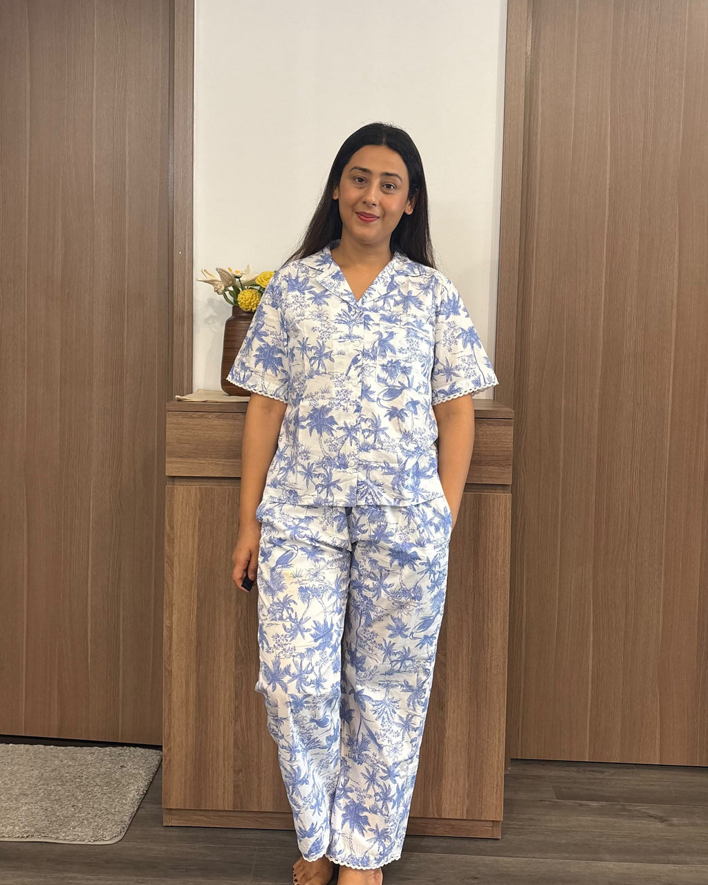 French Blue Palms Full Sleeves set
