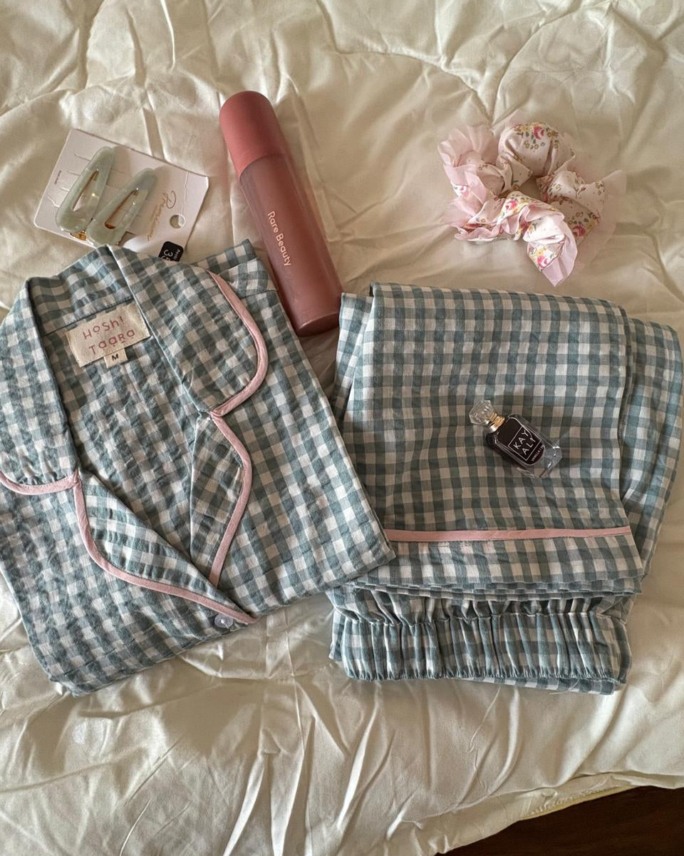 Mint Green Gingham Nightsuit